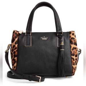 Kate spade Black and Tan Leopard Leather Kingston Tote Bag